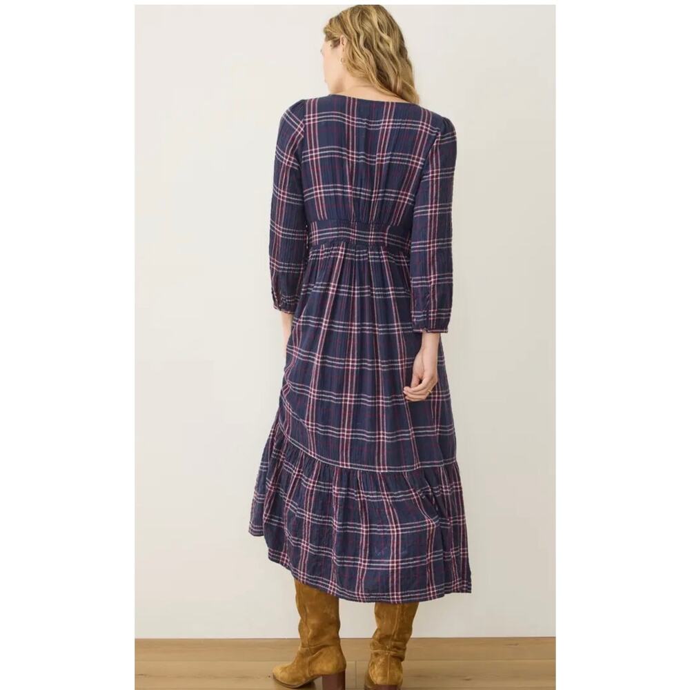 Marine Layer Maeve Purple Plaid Button Trad Dress Women's Size Medium - Picture 3 of 11